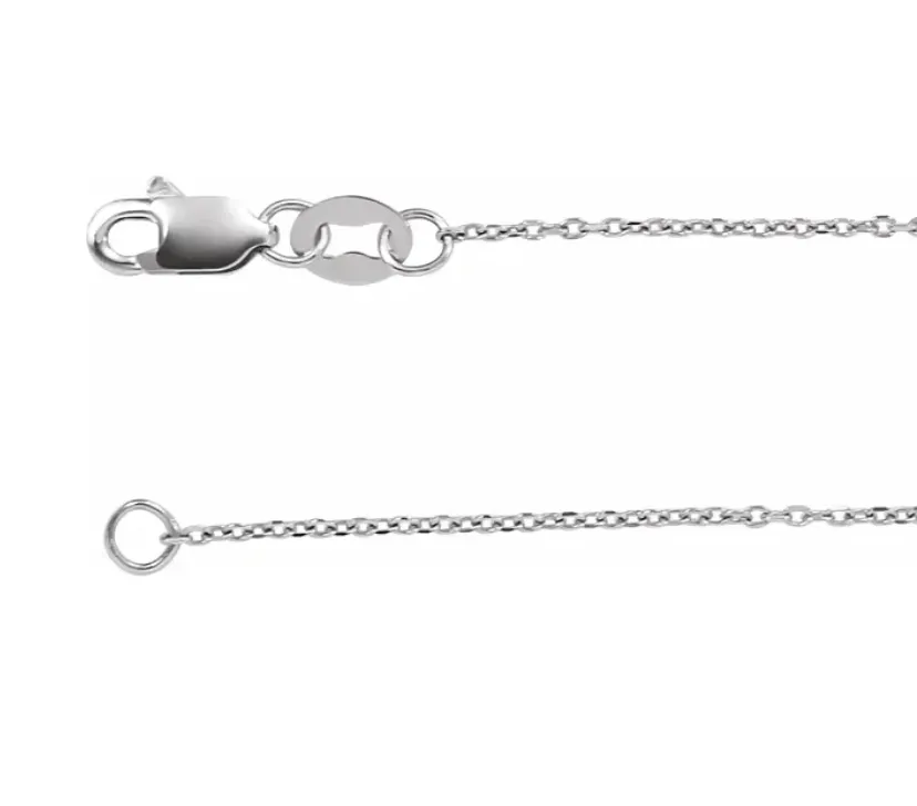 . 14k White Gold 1mm Diamond-Cut Cable Chain