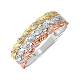 10KT WHITE YELLOW ROSE GOLD DIAMOND (1/6CTW) BAND