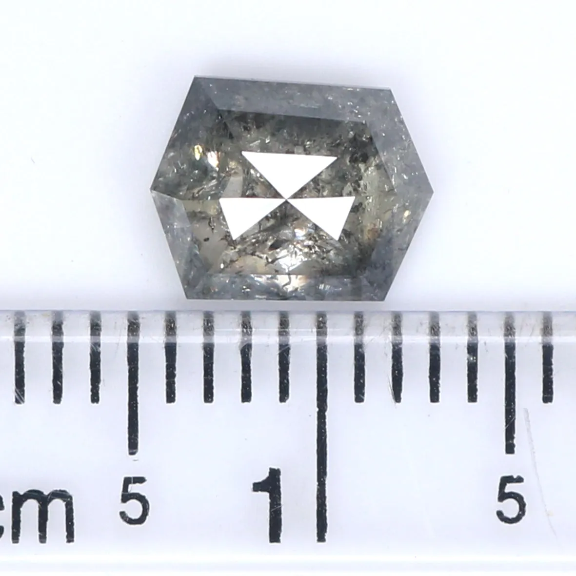 1.30 CT Natural Loose Hexagon Cut Diamond Salt And Pepper Hexagon Diamond 7.55 MM Natural Loose Black Grey Color Hexagon Cut Dia