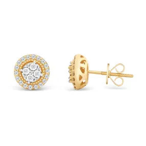 14k Solid Gold Diamond Halo Stud Men's Earrings .33CTW