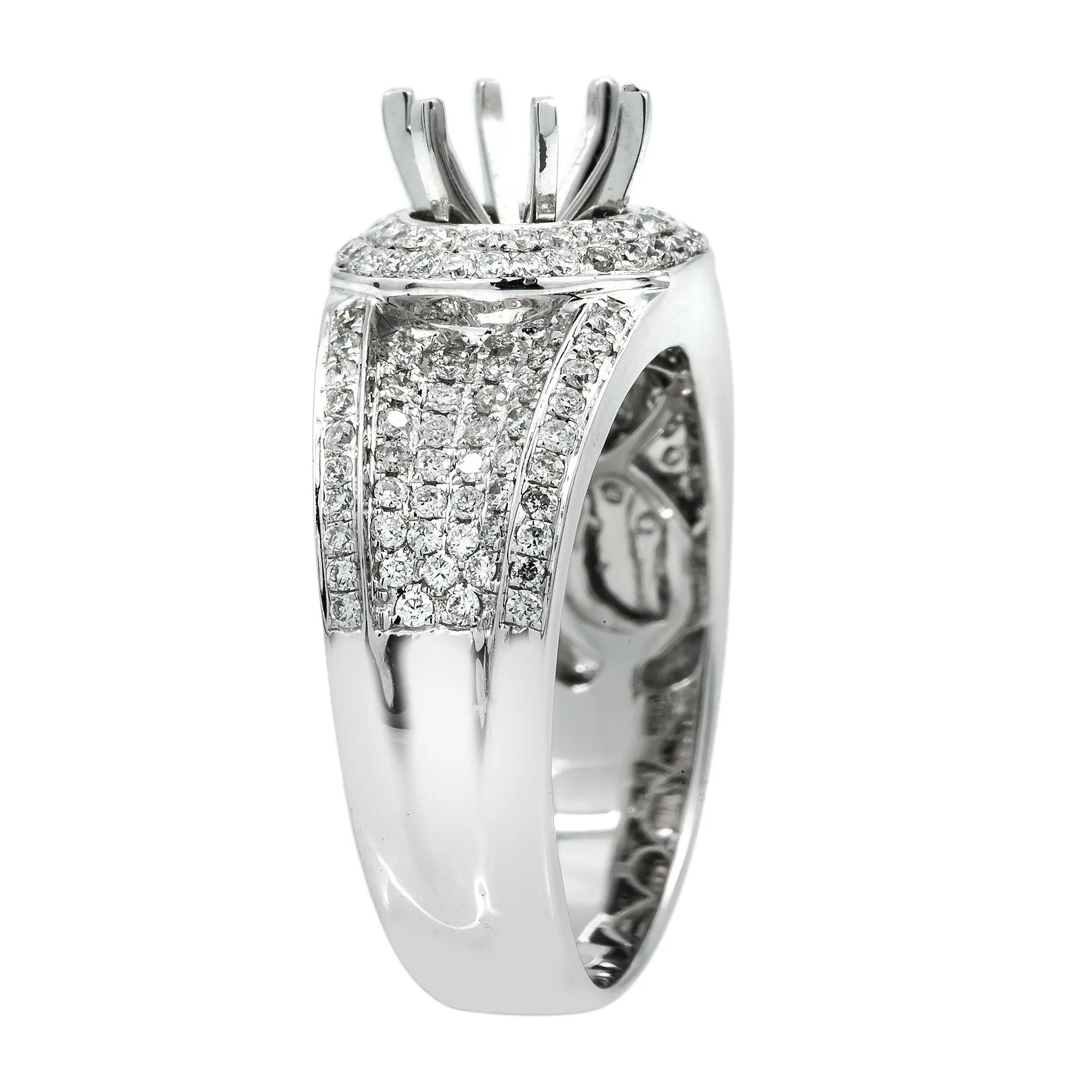 14K White Gold Diamond Engagement Semi-Mounting Women's Ring With 0.75 CT Diamonds