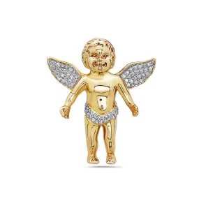 14K Yellow Gold Angel Women's Pendant with 0.90CT Diamonds