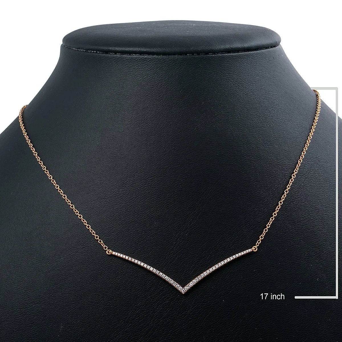 18K Rose Gold 17 Women's Necklace With 0.45 CT Diamonds