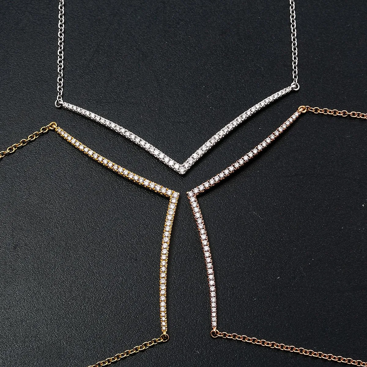 18K Rose Gold 17 Women's Necklace With 0.45 CT Diamonds