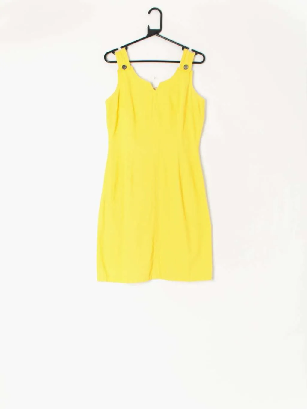 1960s bright yellow vintage dress with button details – UK 12