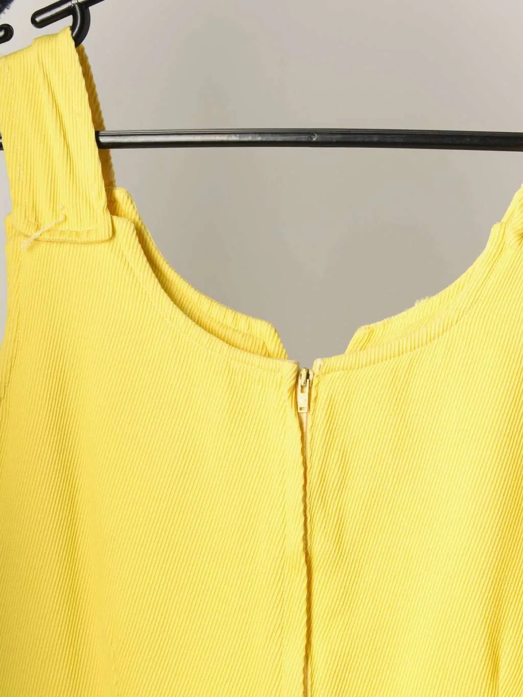 1960s bright yellow vintage dress with button details – UK 12