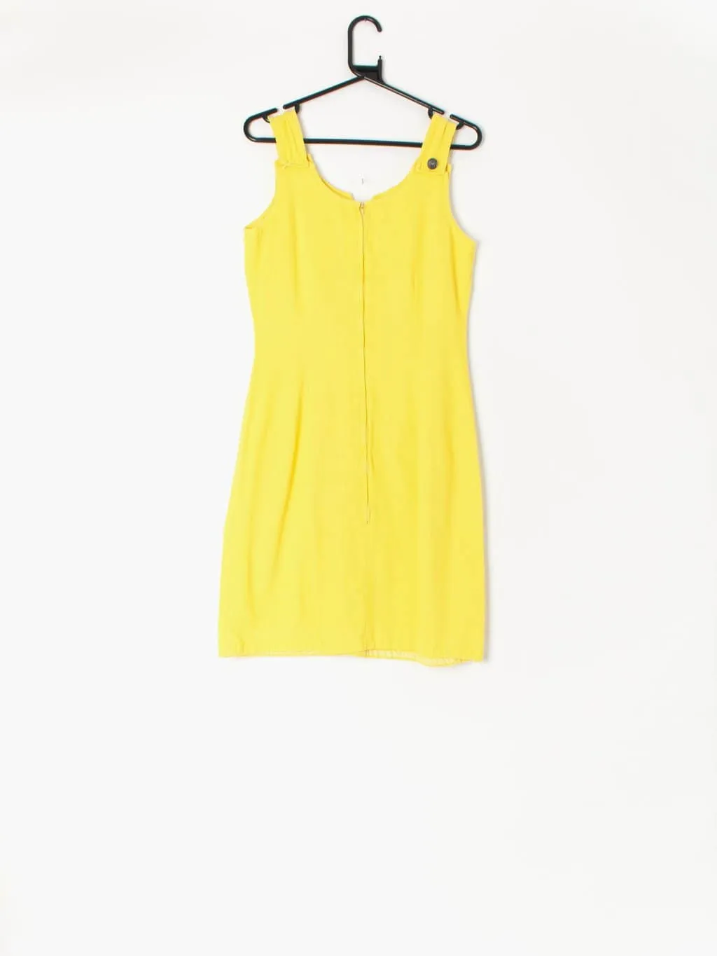 1960s bright yellow vintage dress with button details – UK 12