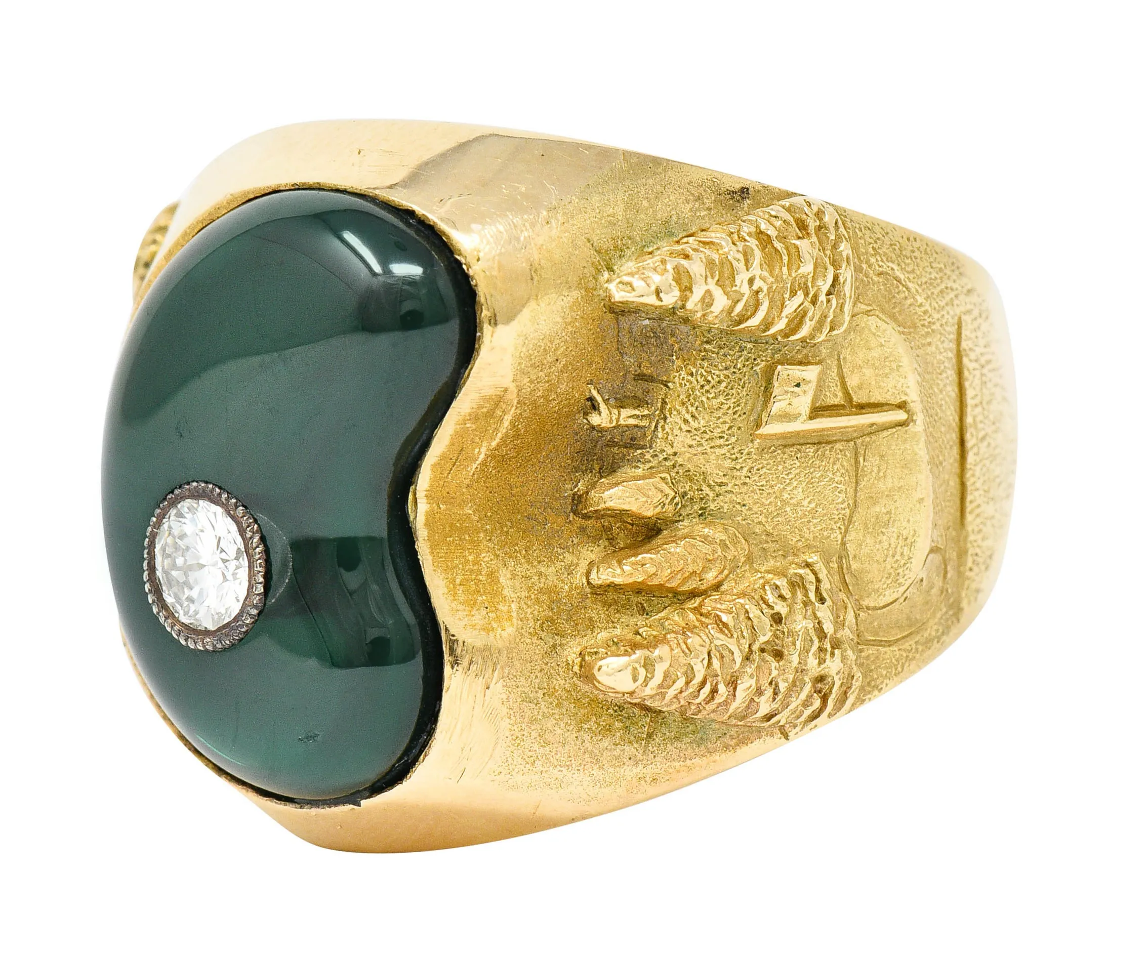 1984 Vintage Diamond Enamel 18 Karat Gold Men's Golf Ring