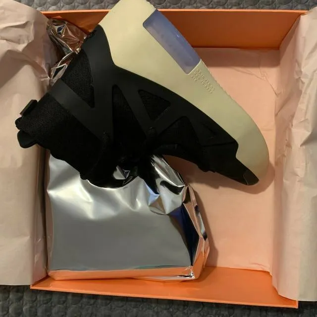 2018 nike air fear of god 1 fog size 7.5 black ar4237-001 dust bag