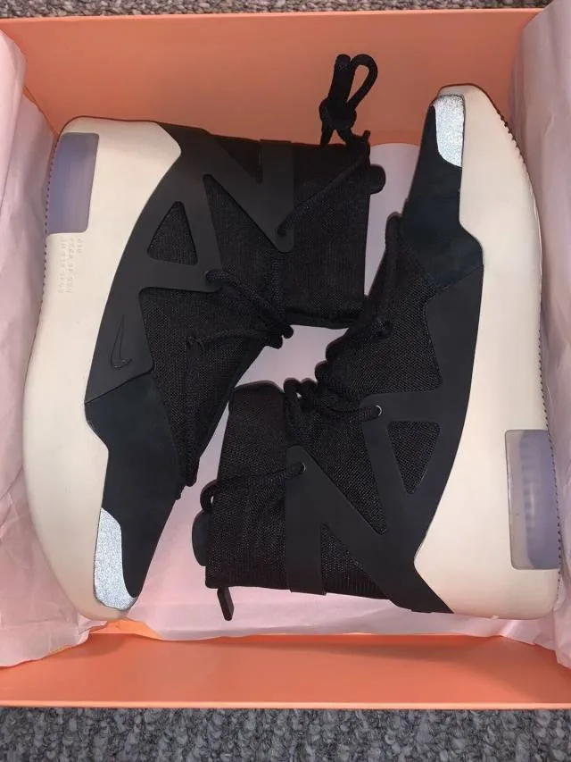 2018 nike air fear of god 1 fog size 7.5 black ar4237-001 dust bag