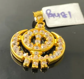 22k Solid Gold Unisex Zircon Religious Sikh Pendant P4481