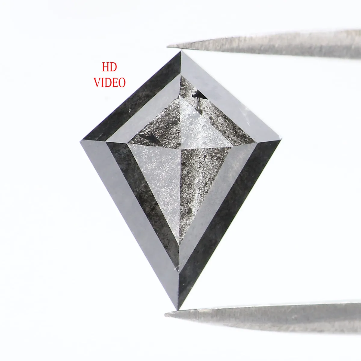 2.71 CT Natural Loose Kite Shape Diamond Salt And Pepper Kite Cut Diamond 12.05 MM Black Grey Color Kite Shape Rose Cut Diamond 