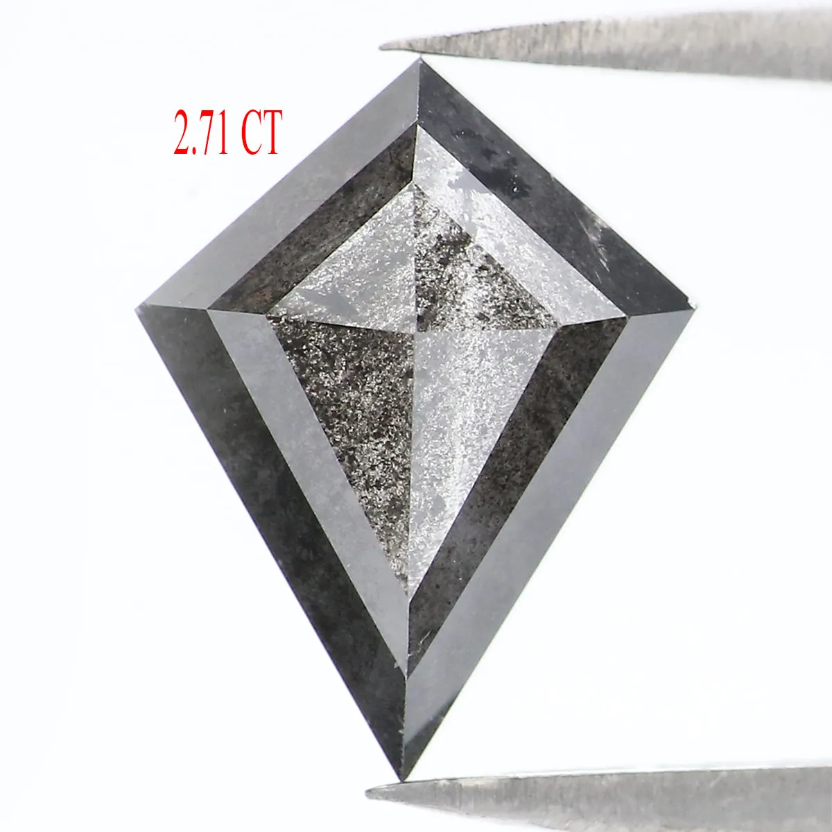 2.71 CT Natural Loose Kite Shape Diamond Salt And Pepper Kite Cut Diamond 12.05 MM Black Grey Color Kite Shape Rose Cut Diamond 