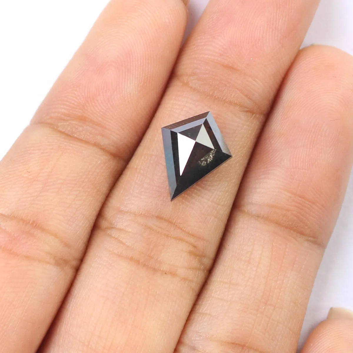 2.71 CT Natural Loose Kite Shape Diamond Salt And Pepper Kite Cut Diamond 12.05 MM Black Grey Color Kite Shape Rose Cut Diamond 