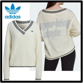 adidas  |Casual Style Street Style Logo V-neck & Crew neck