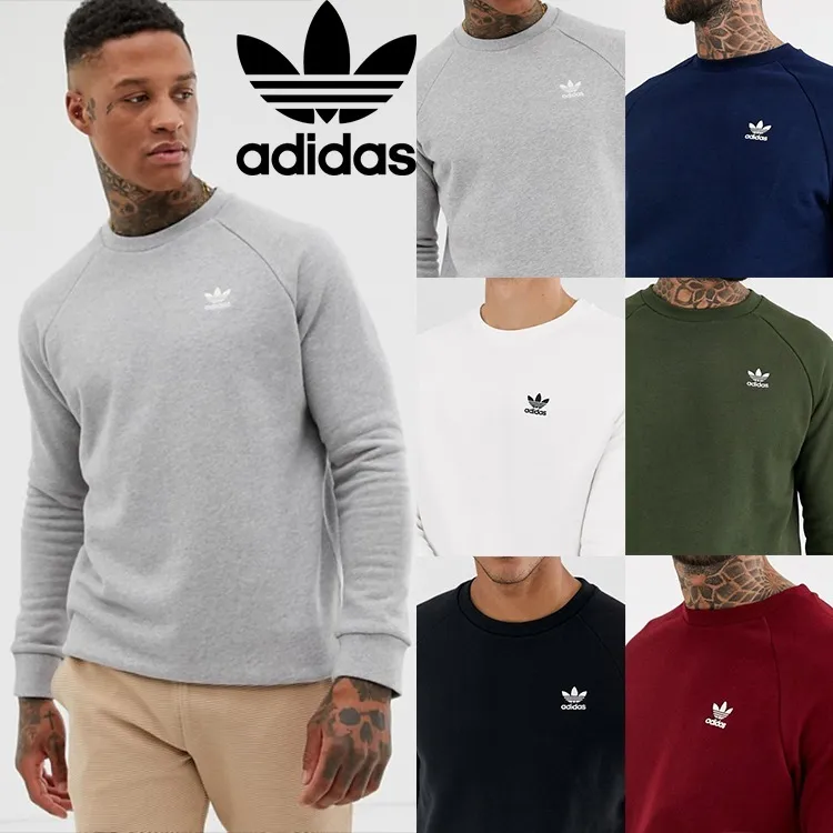 adidas  |Crew Neck Sweat Street Style Long Sleeves Plain Logo