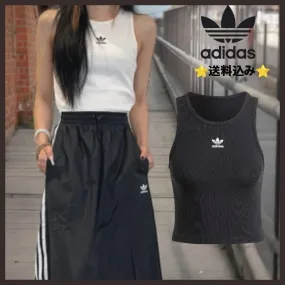 adidas  |Rib Blended Fabrics Street Style Plain Cotton Logo