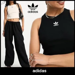 adidas  |Street Style Plain Cotton Logo Tanks & Camisoles