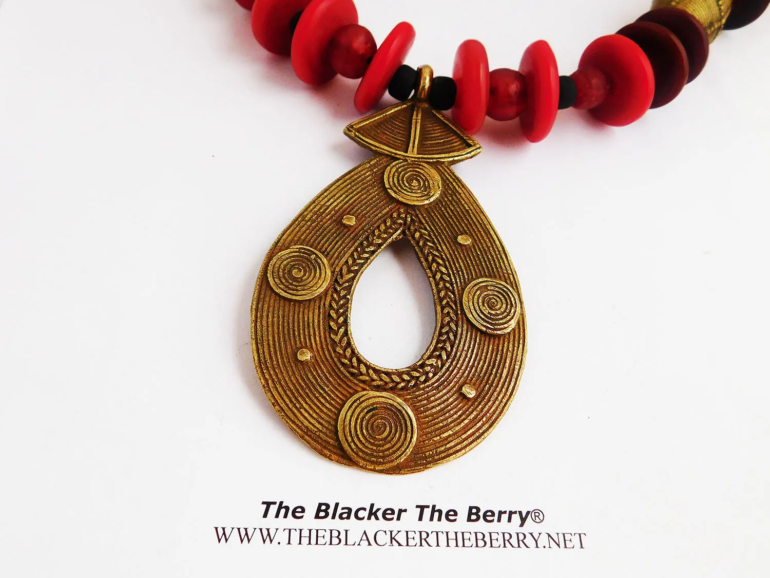 African Necklaces Large Jewelry Fashion Ethnic Tribal Red Brass Burgundy Women