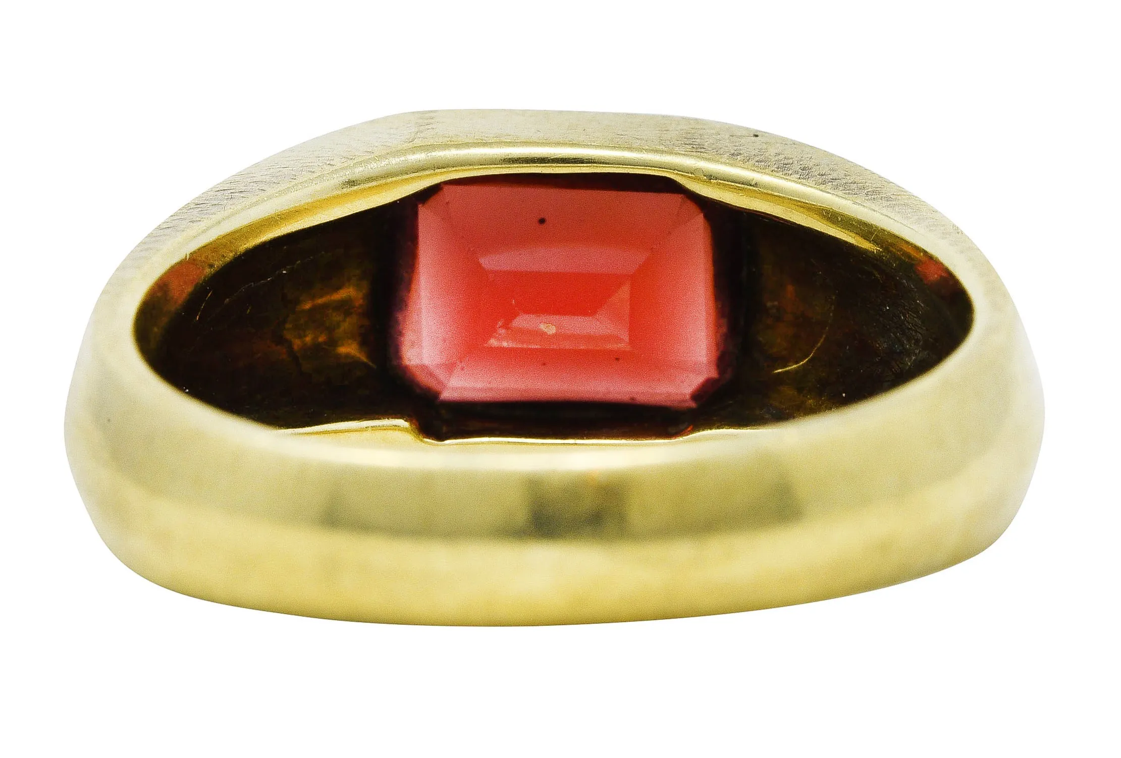 Art Deco Jones & Woodland Co. Almandite Garnet 14 Karat Two-Tone Gold Men's Signet Ring