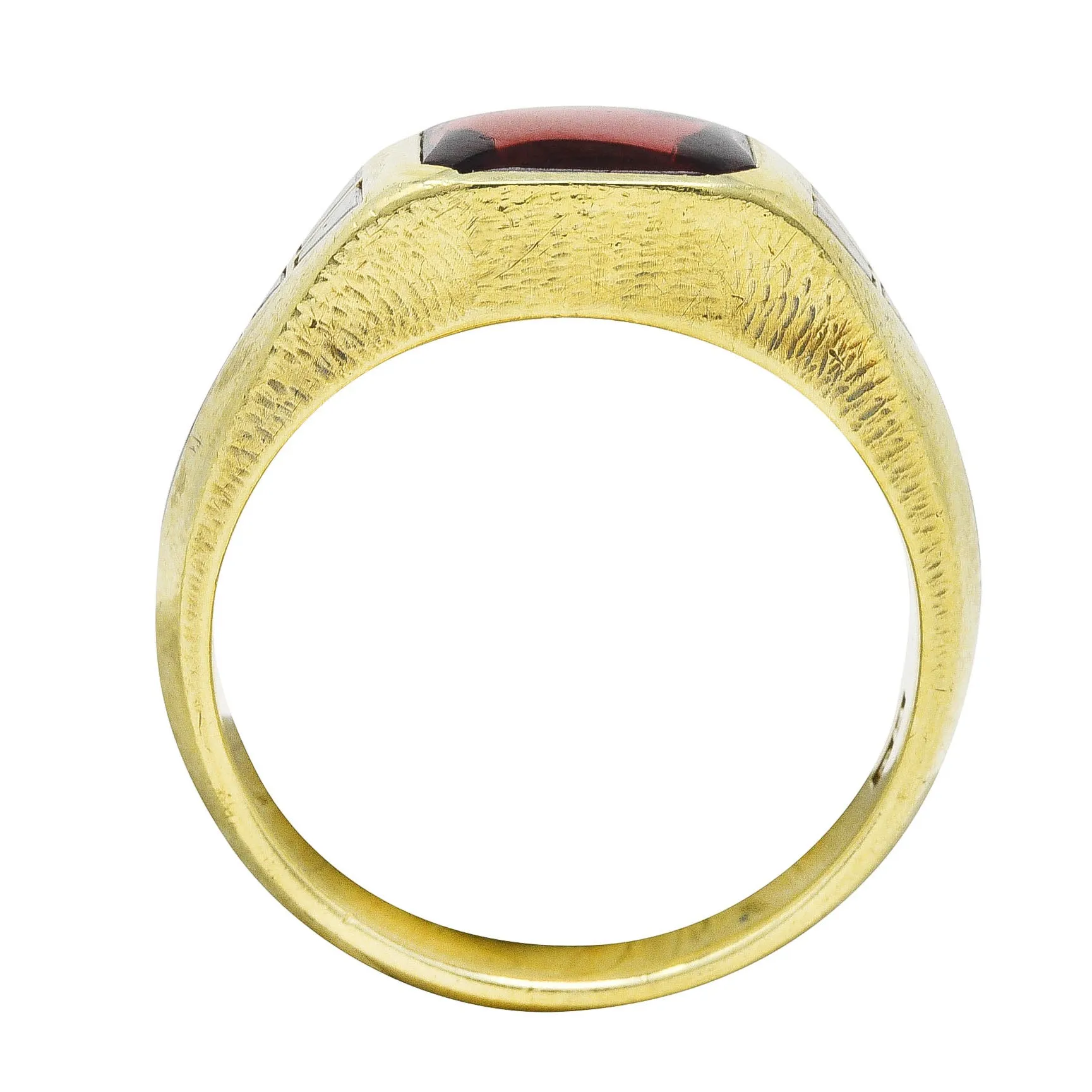 Art Deco Jones & Woodland Co. Almandite Garnet 14 Karat Two-Tone Gold Men's Signet Ring