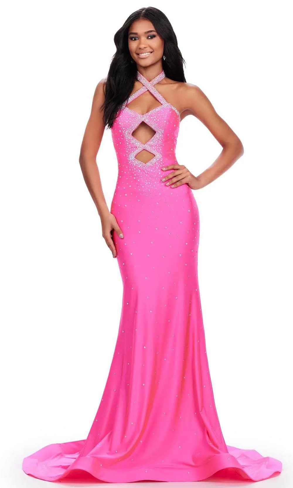 Ashley Lauren 11578 - Halter Beaded Evening Gown