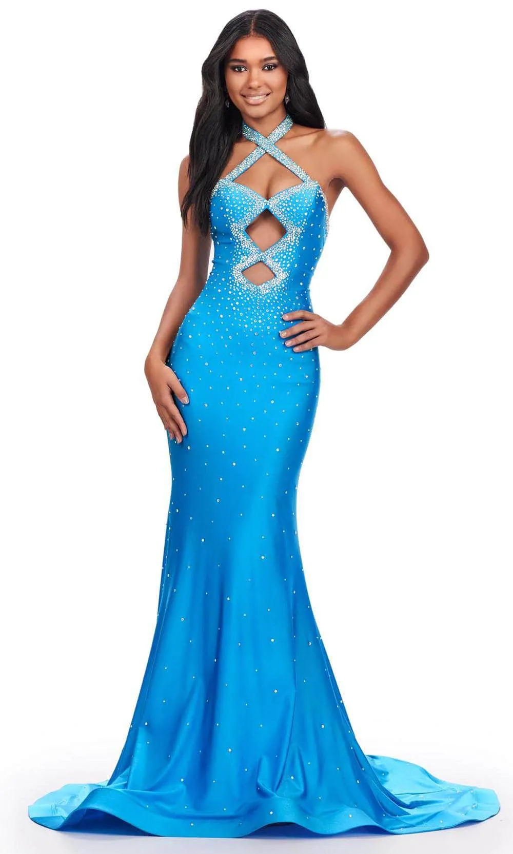 Ashley Lauren 11578 - Halter Beaded Evening Gown