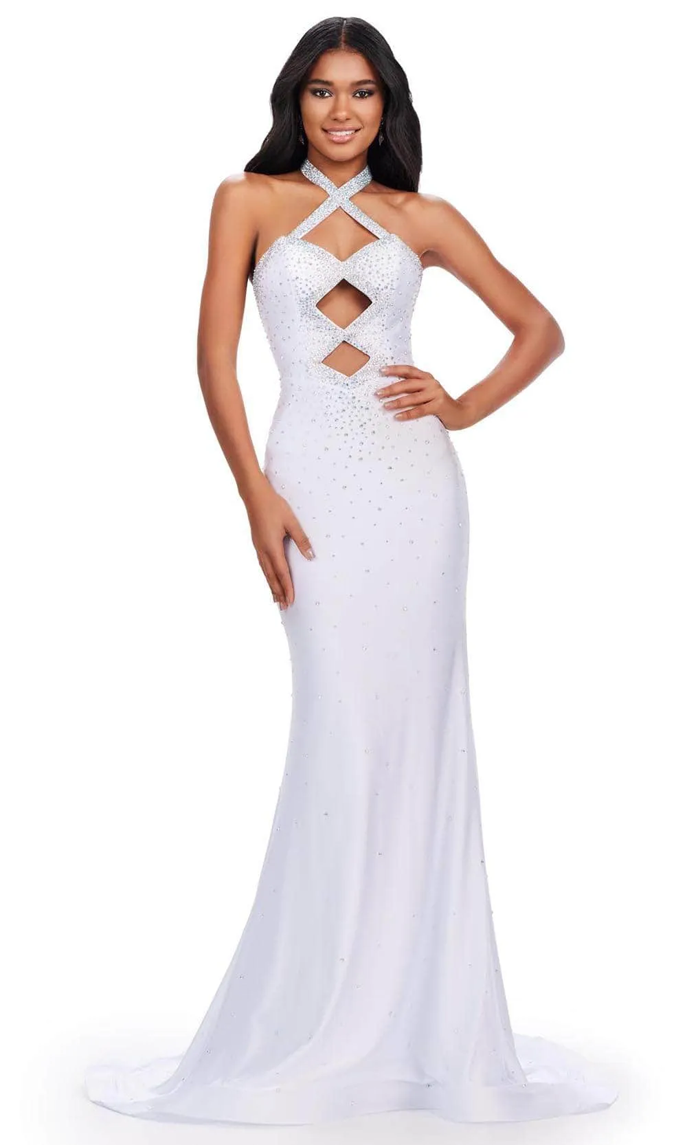 Ashley Lauren 11578 - Halter Beaded Evening Gown