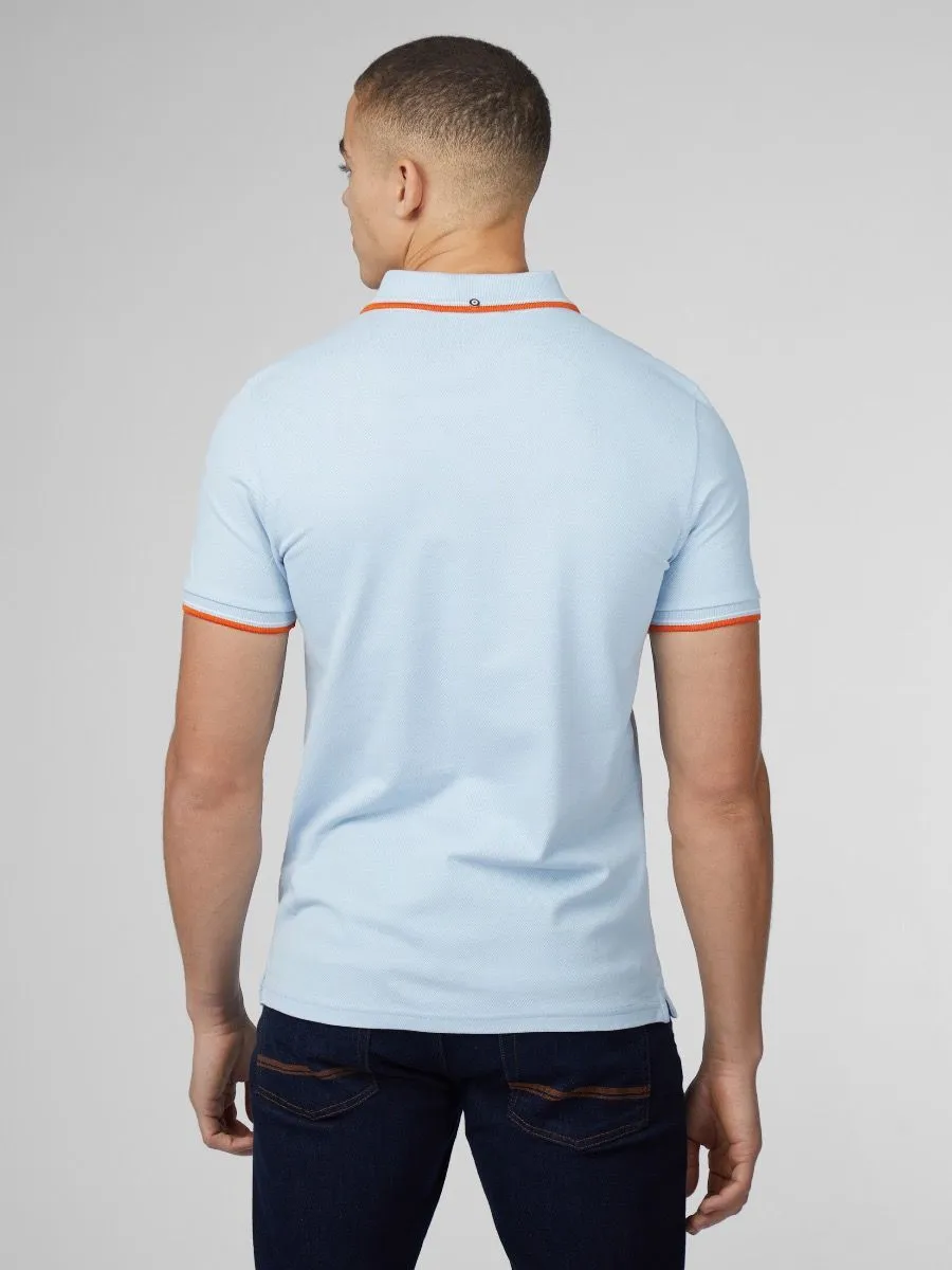 Ben Sherman Casual Short Sleeve Polo Shirt Pale Blue