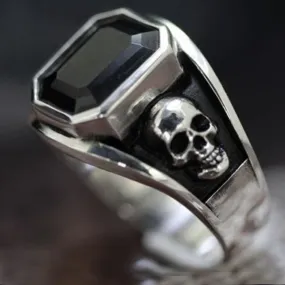 Black Cubic Zirconia Skull Ring