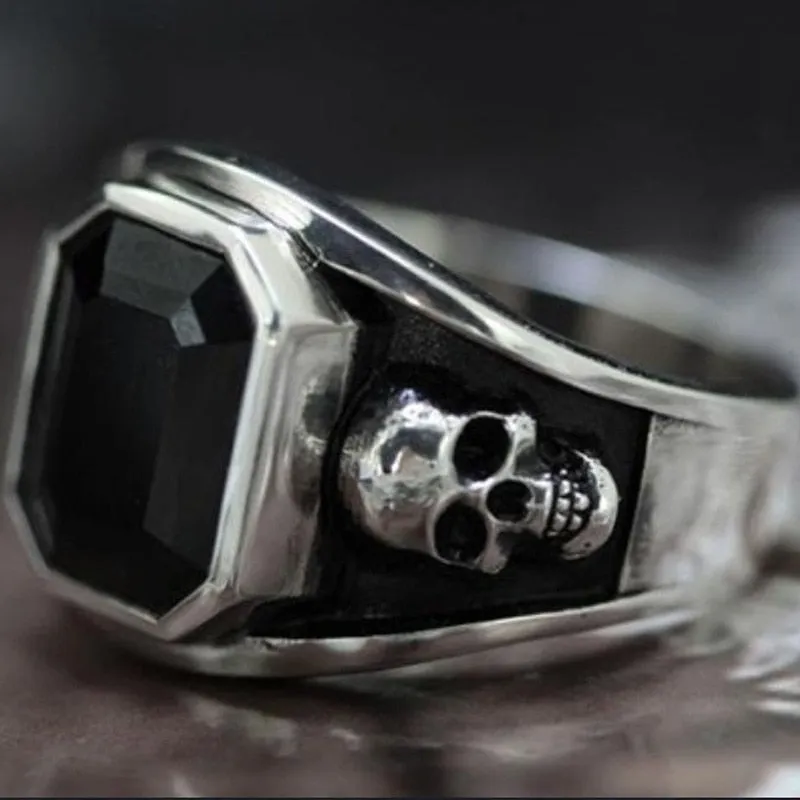 Black Cubic Zirconia Skull Ring