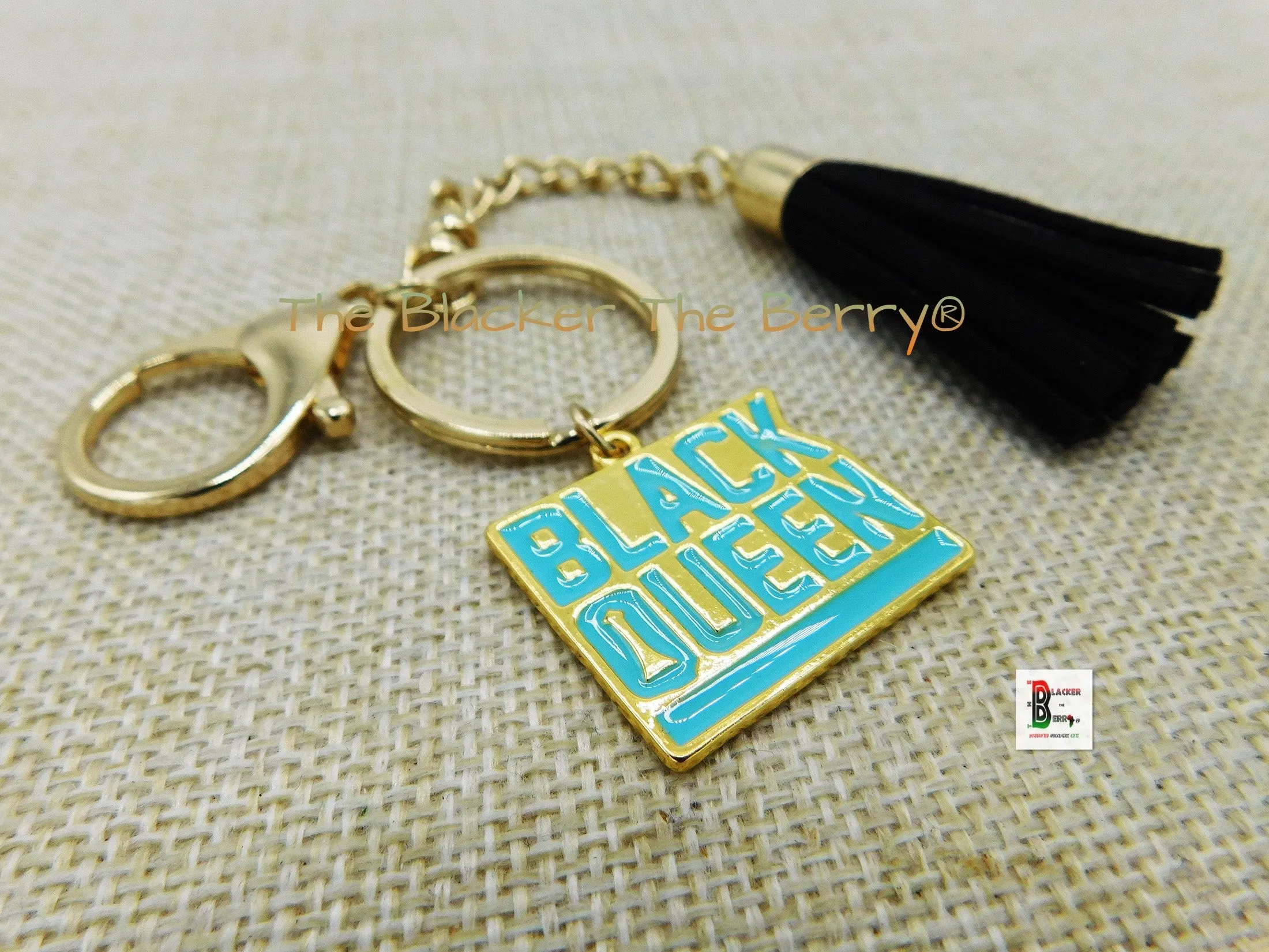 Black Queen Keychain Gold Gift Ideas Black Owned Turquoise