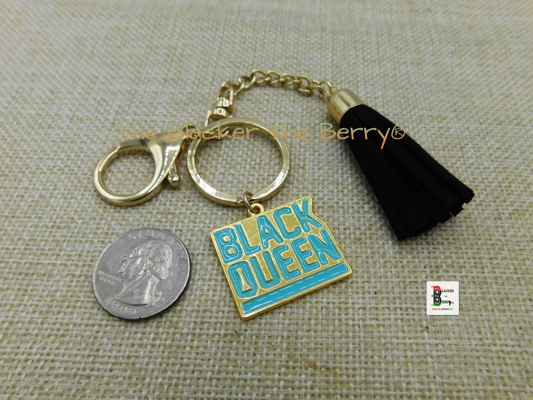 Black Queen Keychain Gold Gift Ideas Black Owned Turquoise