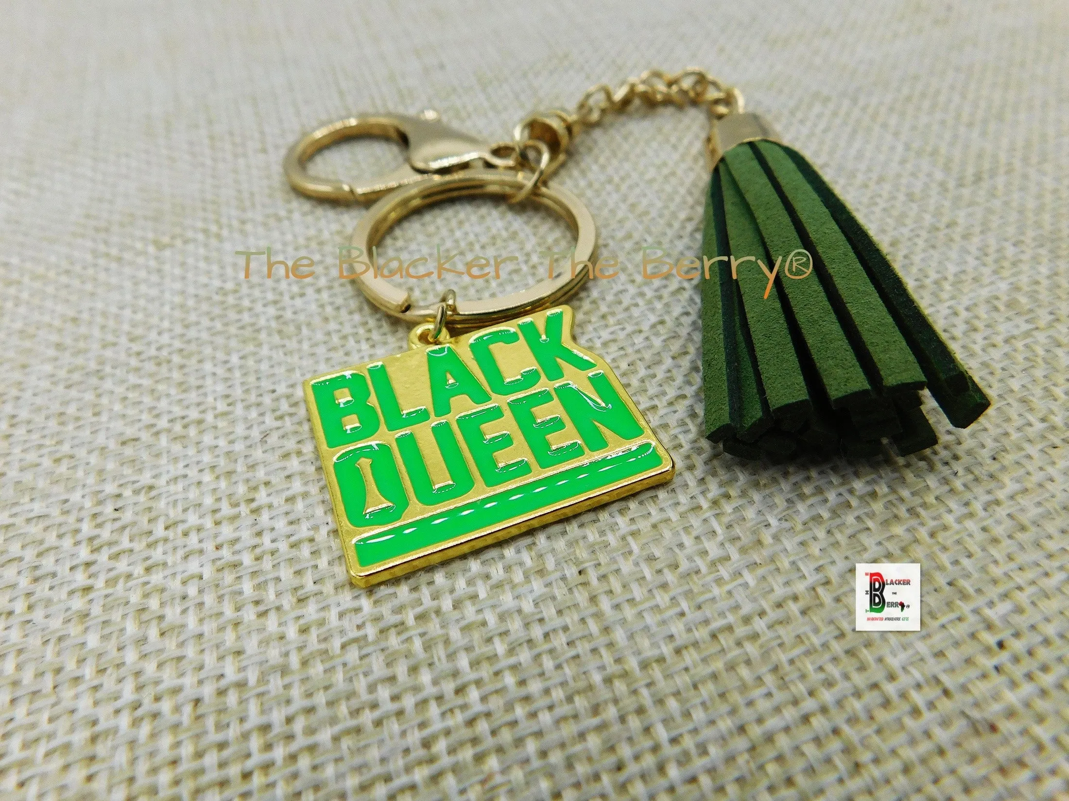 Black Queen Keychain Green Gold Gift Ideas Black Owned