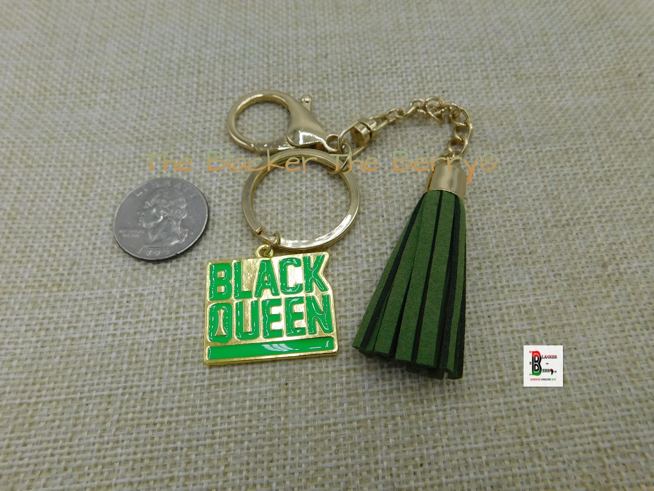 Black Queen Keychain Green Gold Gift Ideas Black Owned