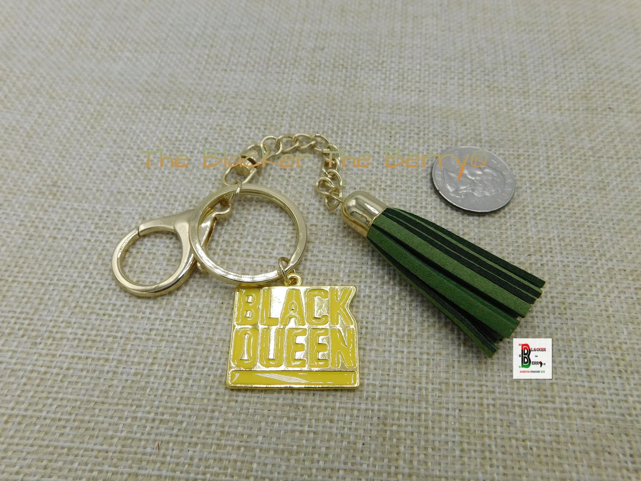 Black Queen Keychain Yellow Green Gold Gift Ideas Black Owned Turquoise