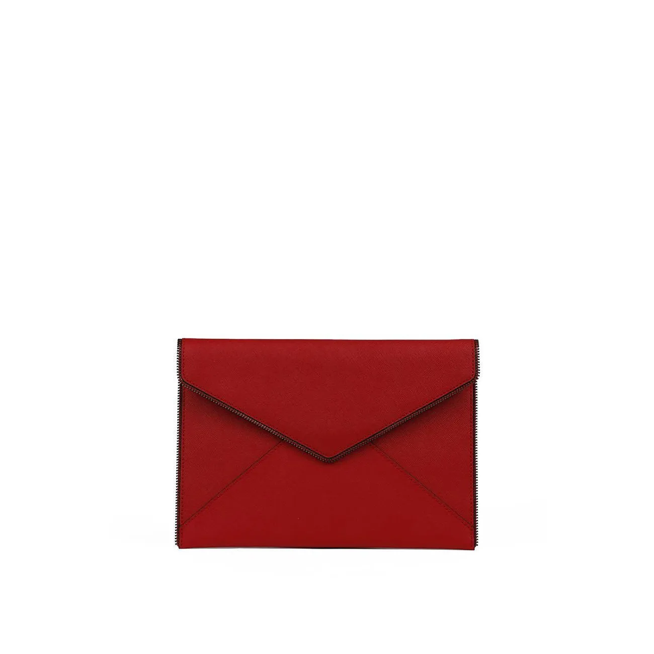 BORSA LEO CLUTCH IN PELLE SAFFIANO Donna Blood orange/Gun metal