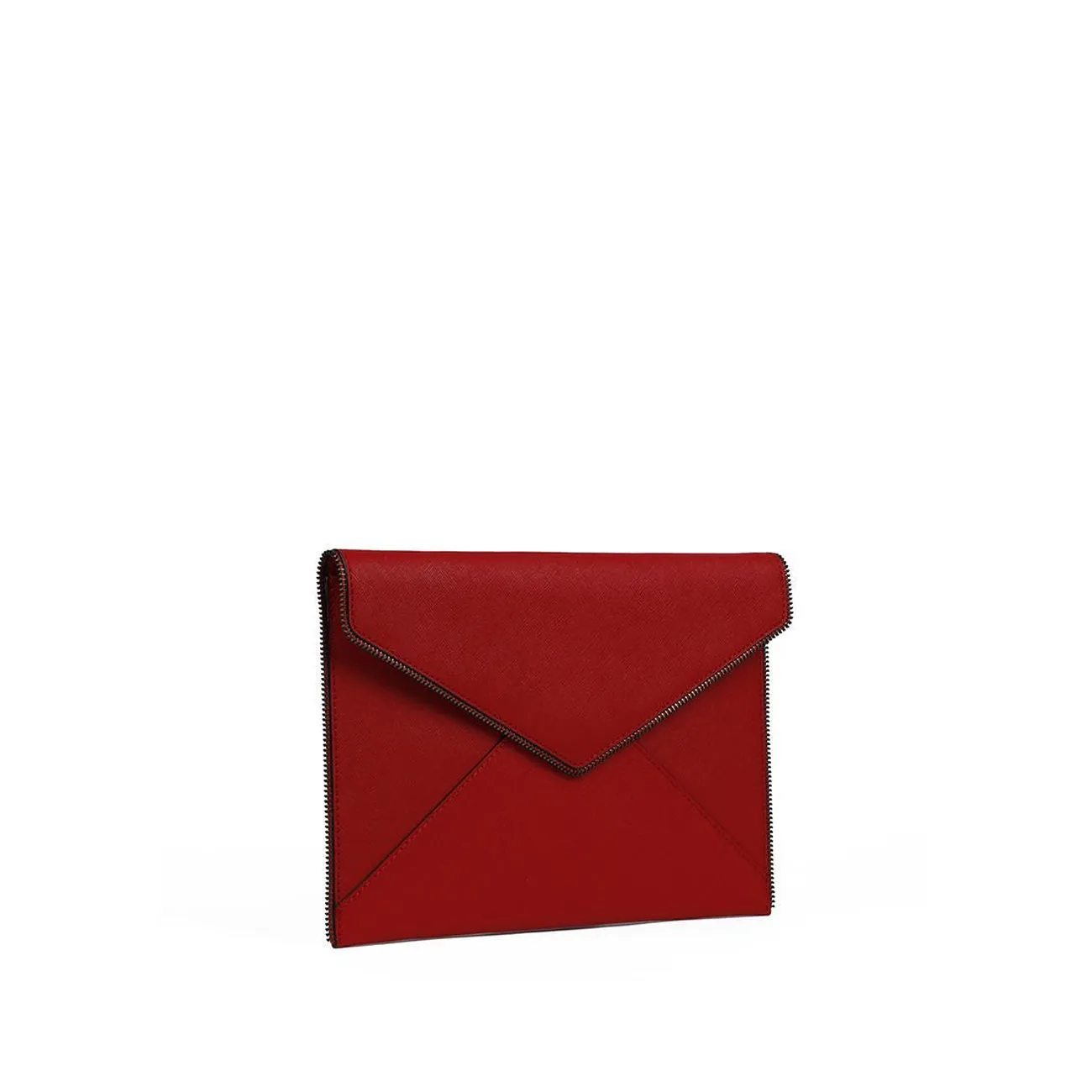 BORSA LEO CLUTCH IN PELLE SAFFIANO Donna Blood orange/Gun metal