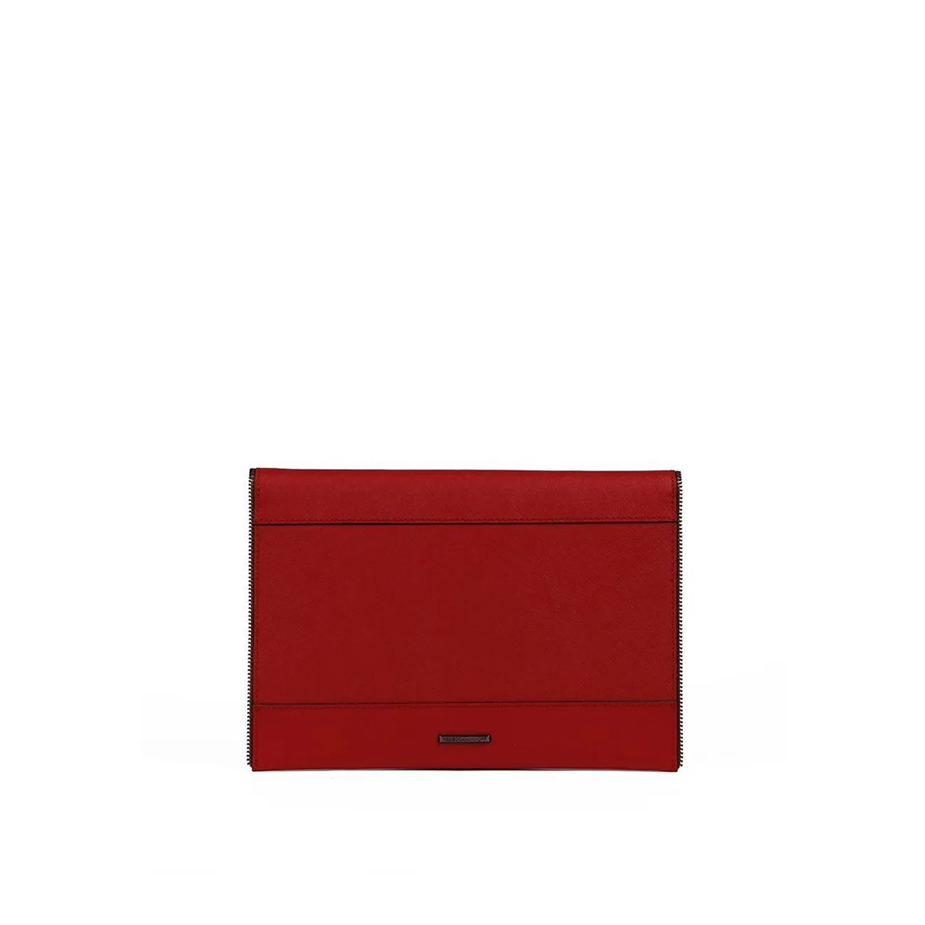 BORSA LEO CLUTCH IN PELLE SAFFIANO Donna Blood orange/Gun metal