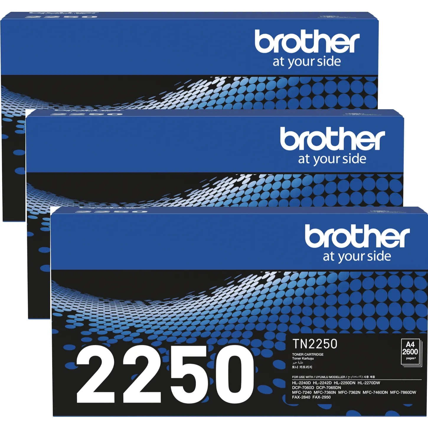 Brother 3 Pack TN2250 Toner Ink Cartridge Black TN-2250 Genuine Original BULK