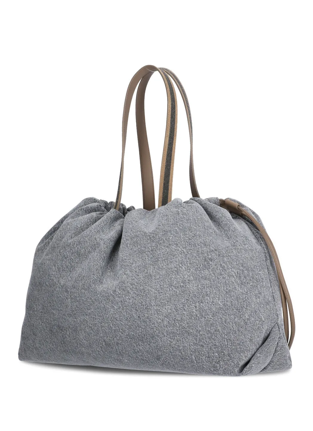 Brunello Cucinelli Logo Patch Drawstring Tote Bag