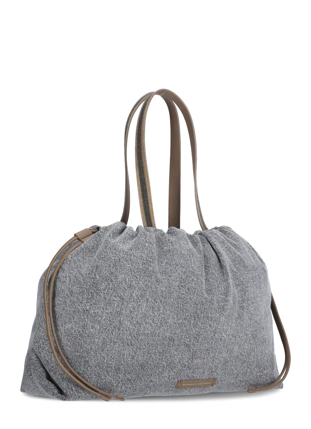 Brunello Cucinelli Logo Patch Drawstring Tote Bag