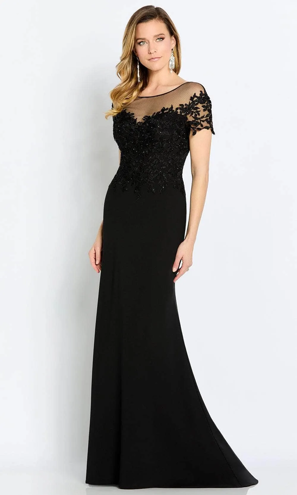 Cameron Blake CB111 - Illusion Sleeve Evening Gown