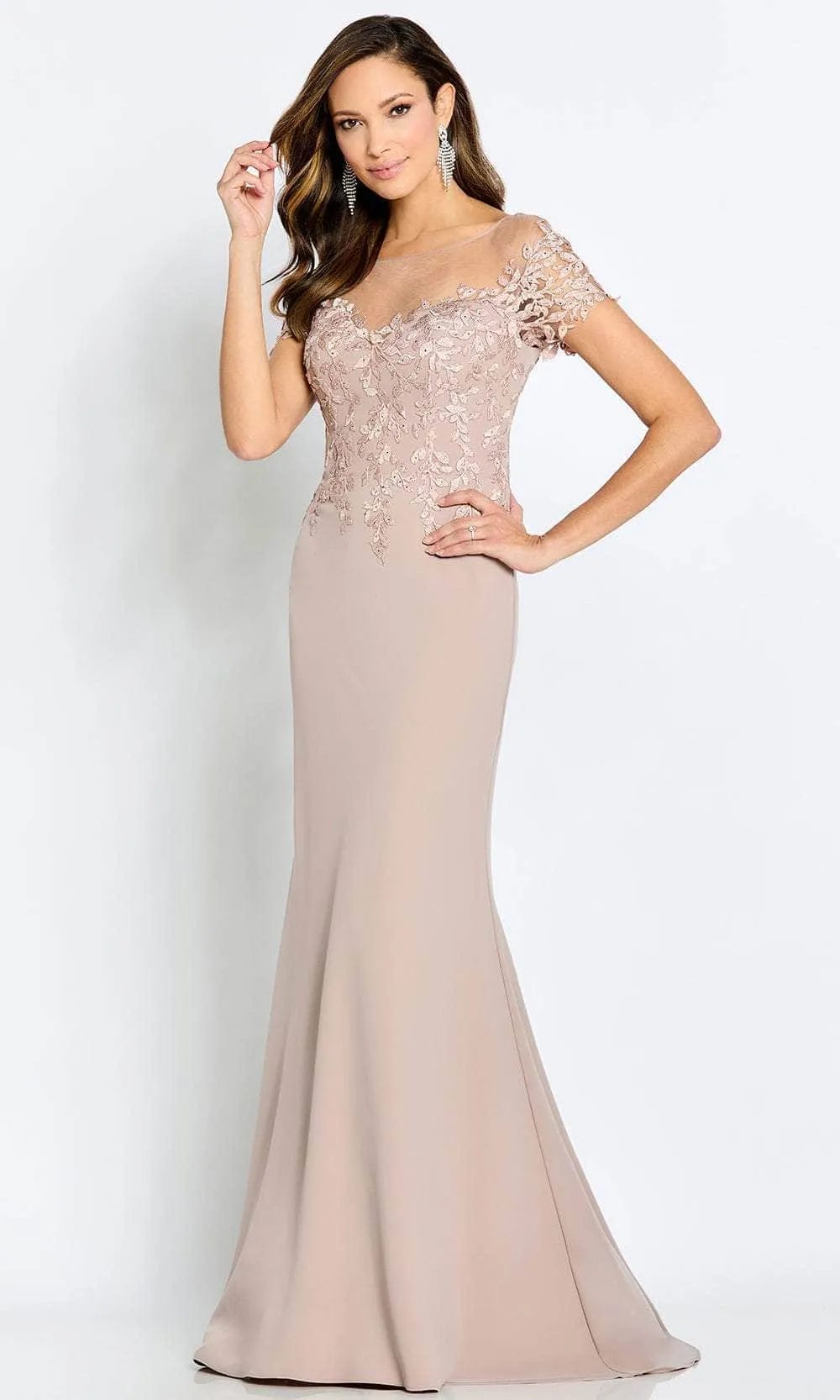 Cameron Blake CB111 - Illusion Sleeve Evening Gown