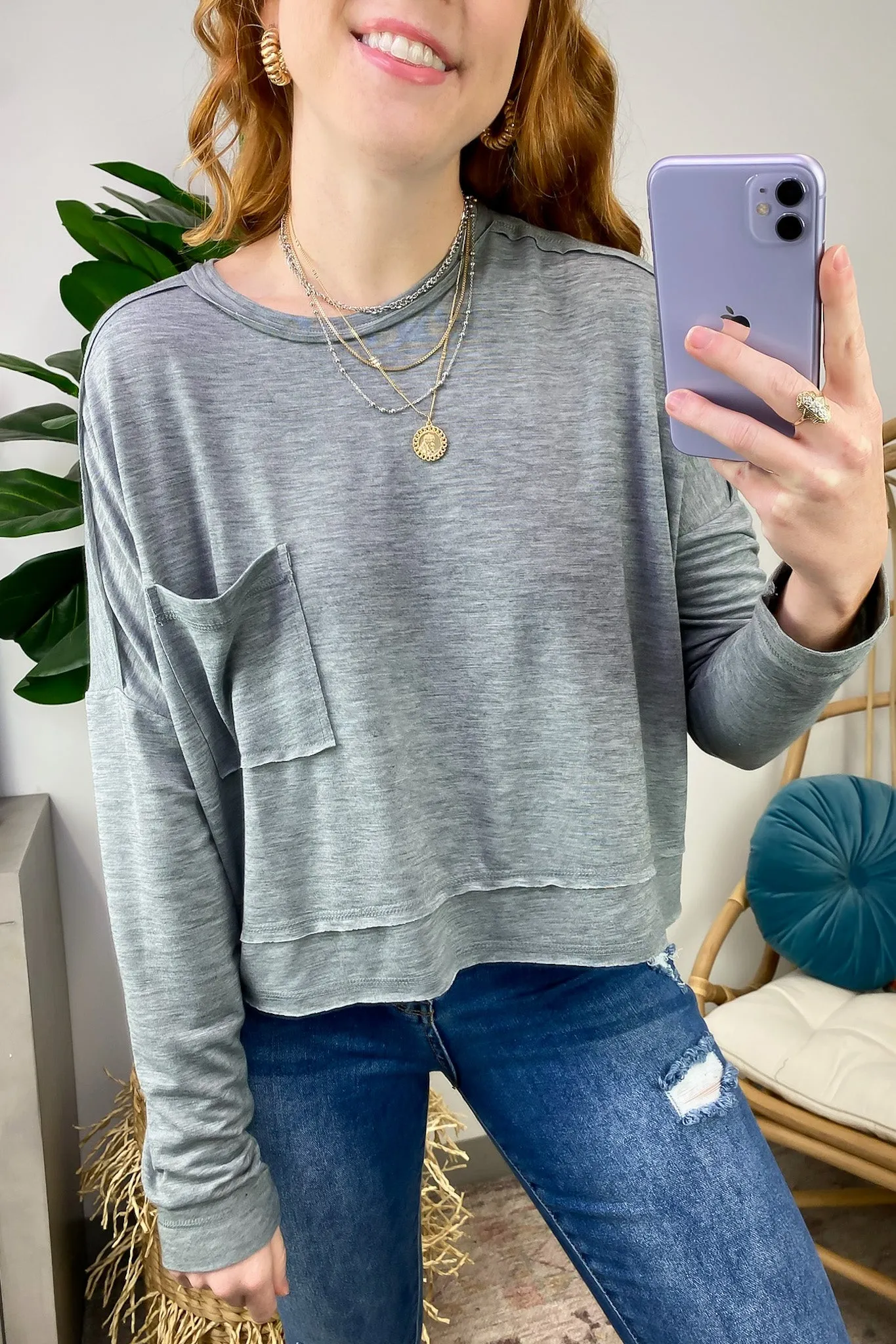 Casual Sensation Washed Relaxed Fit Pocket Top - FINAL SALE