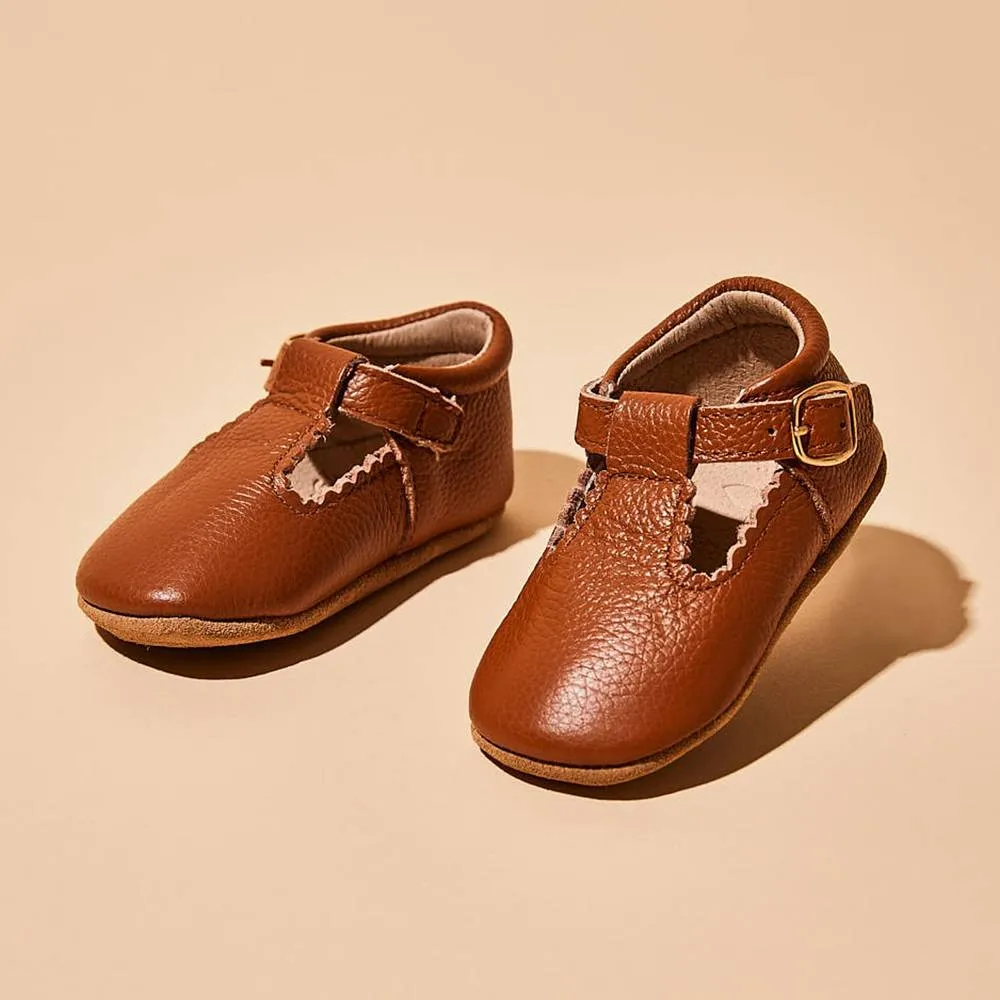 Cinnamon Leather Baby T Bar Shoe