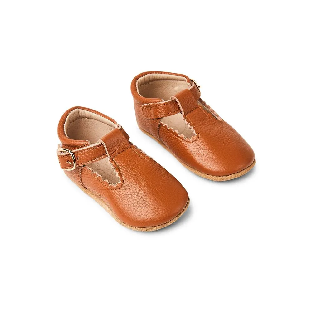 Cinnamon Leather Baby T Bar Shoe