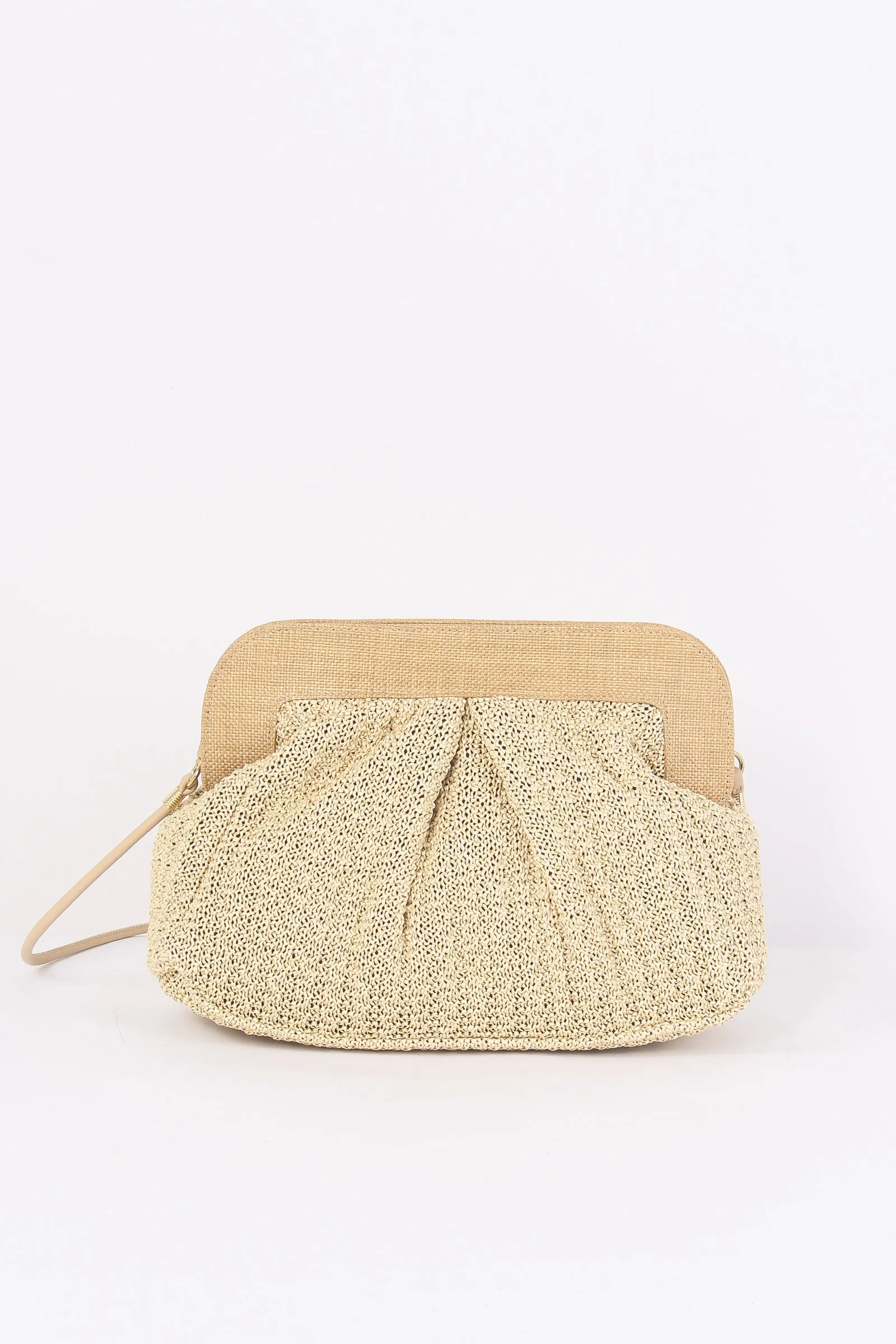 Clutch Rafia Crochet Catena Beige