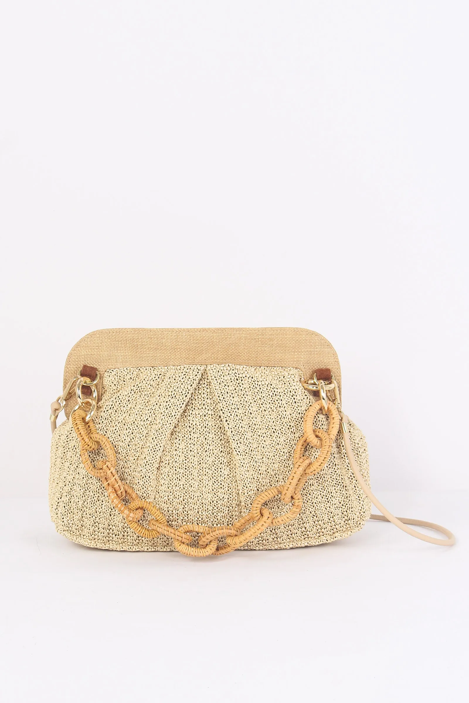 Clutch Rafia Crochet Catena Beige