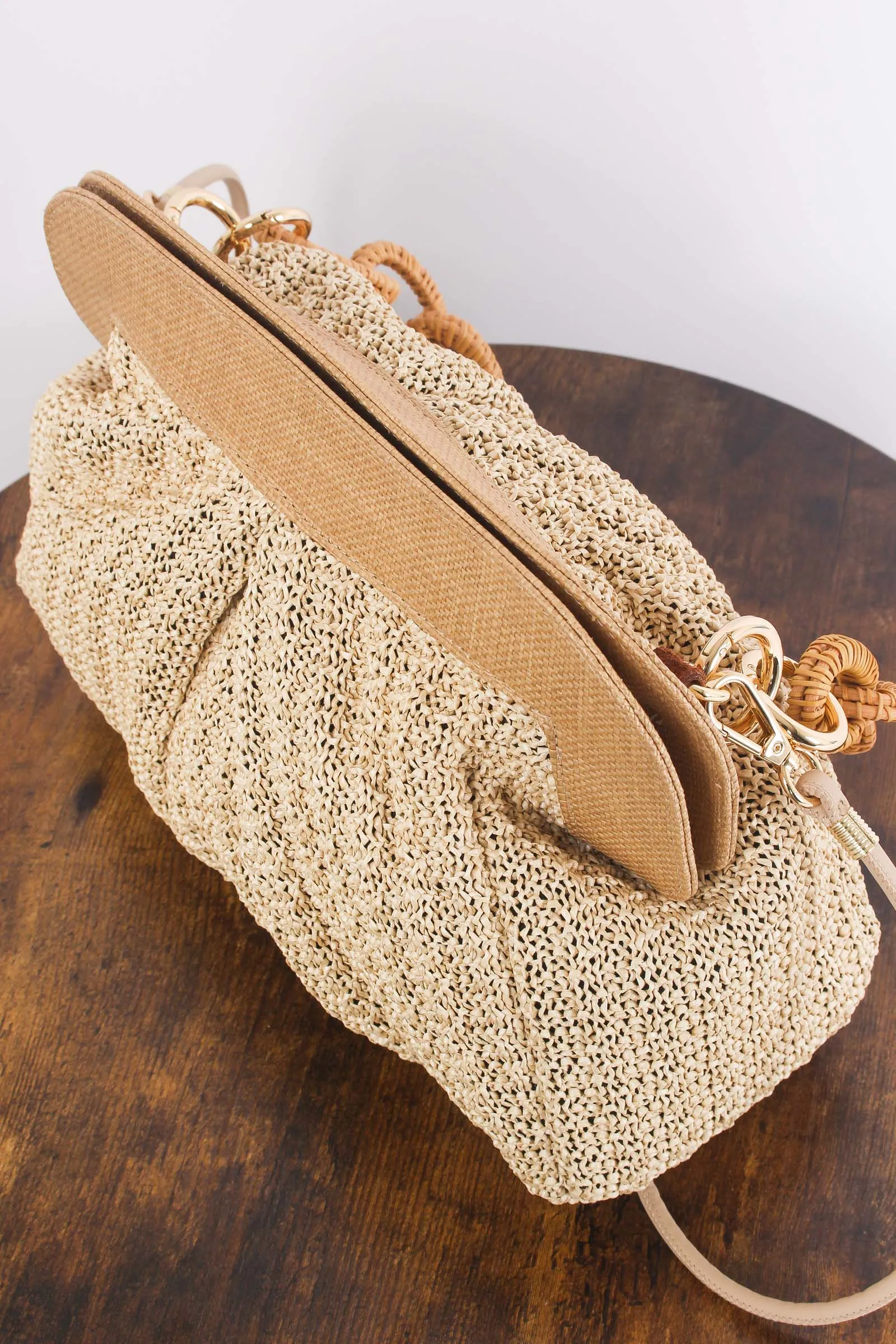 Clutch Rafia Crochet Catena Beige